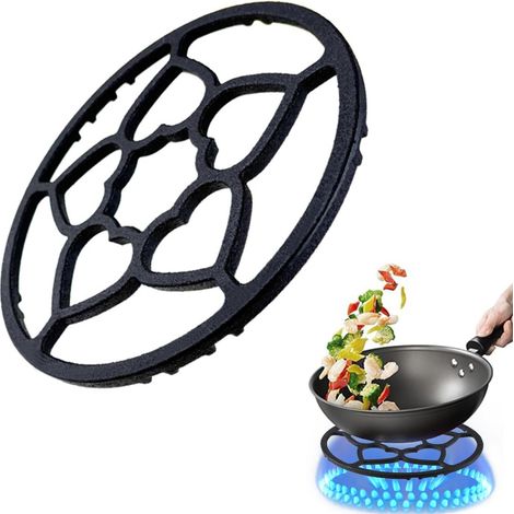 Support Cuisinière à Gaz,Support Universel pour Casseroles en Fonte de 18,5 cm, Réducteur Antidérapant pour Cafetières, Moka, Poêles à Frire (en Forme De Cœur) (1/4)