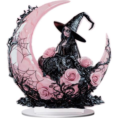 Décor En Acrylique Sorcière - Centre De Table Gothique Pour Halloween - Ornement De Salon Ou Bureau - Hauteur 20 Cm - Lot De 1 (1/5)