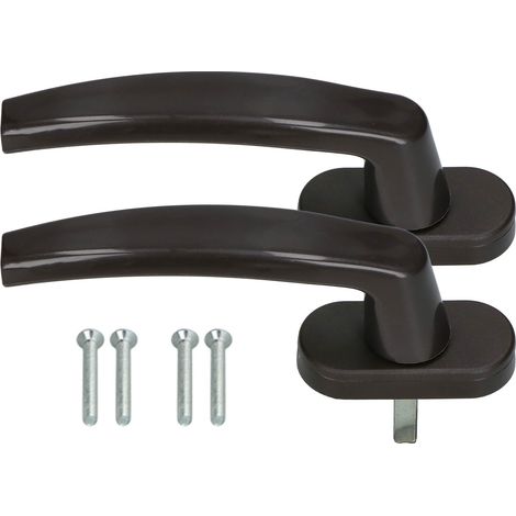 Poignée de fenêtre pour portes-fenêtres de balcon, tige marron 35 mm, lot de 2