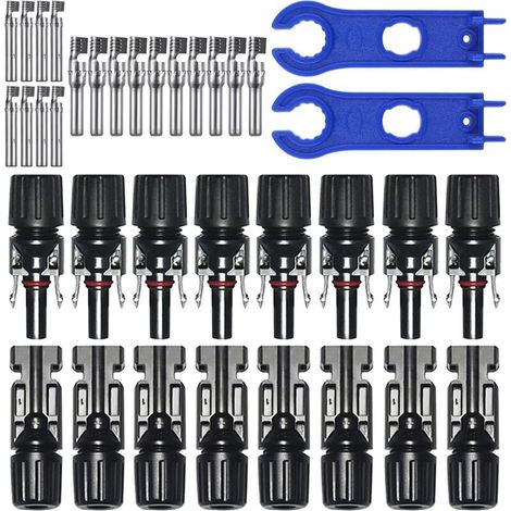 Connecteurs solaires, avec clé hexagonale, Connecteur PV Mâle/Femelle, adaptés aux raccords de câbles de panneaux solaires, noirs, Paquet de 8 paires, OUYLAF (1/5)