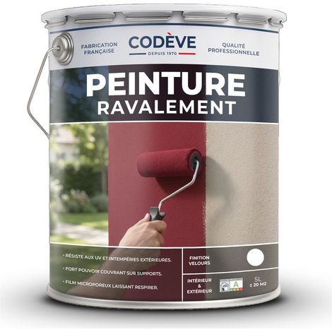 Peinture Ravalement - 5 L - Codeve Bois - RAL 8019 - Brun gris - Pour La Protection De Votre Façade, Mur, Béton, Crépi Ou Enduit.