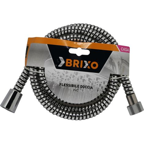 Tubo flessibile cromato per doccia gommato nero Brixo 150 cm