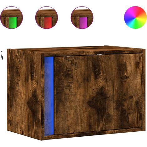 Set di 2 comodini da parete 50 x 31 x 35 cm con luci LED vano con anta DEC036134