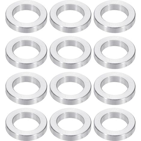 Rondelles en Aluminium M10, 12pcs Entretoise Métallique à Vis Ronde, Rondelle Plate pour Vis Tige Écrous Boulons, Bague d'Écartement en Métal 10.2mm ID x 16mm OD x 3mm Hauteur (1/5)