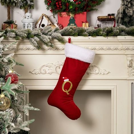 Alphabet en velours pour décoration de Noël, fournitures de bricolage, style Q (1/5)