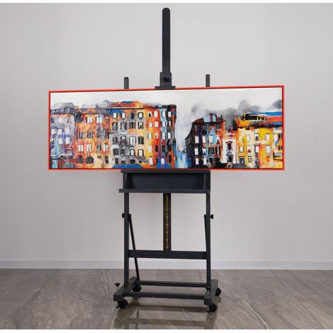 Gemälde Kleinstadt  Rahmen Rot 150x50 cm (1/5)