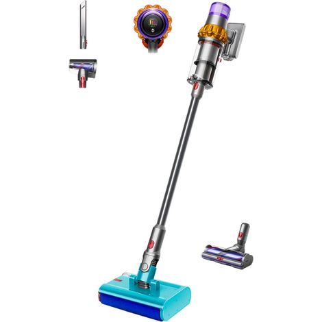 Dyson V15s Detect Submarine Aspiradora escoba 2 en 1 Batería Seca y húmeda Sin bolsa 0,77 L Níquel, Amarillo