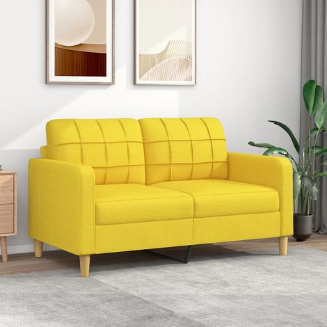 Canapé à 2 places，Sofa pour Salon，Banquette Jaune clair 140 cm Tissu CFW64531 (1/5)