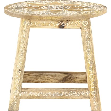 Tabouret peint à la main 38x38x35 cm Bois de manguier solide CFW842046 (1/5)