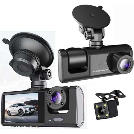 Front-/Innen- und Heckkamera, 3 Weitwinkelobjektive, 32-GB-TF-Karte, 1080p-HD-Auflösung, Nachtsicht, 24-Stunden-Parküberwachung, Loop-Aufnahme, WDR, Cap-Crezuo