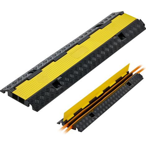 Protège-câble en caoutchouc robuste 2 canaux, capacité 9 979 kg/essieu, 32 x 31 mm par canal, avec couvercle rabattable, usage intérieur et extérieur, 1 pièce. (1/5)