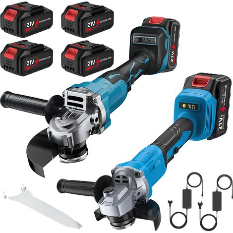 Smerigliatrice angolare, motore brushless, disco da 125 mm, set combinato (4 batterie, 2 spine UE) (1/2)