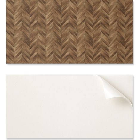 Baldosas de vinilo autoadhesivas con estampado de tablones en espiga, 10x40x20 cm