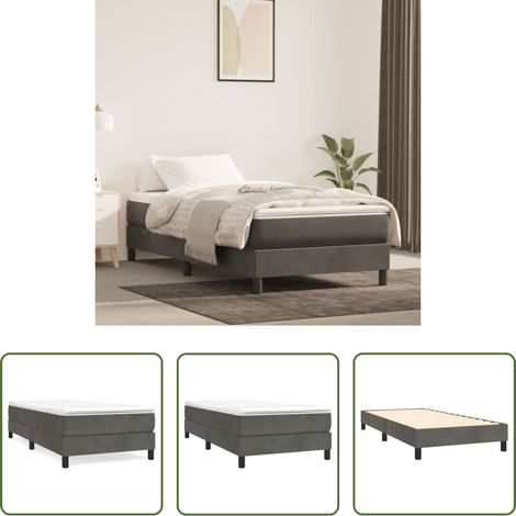 vidaXL Boxspringbett - Boxspringbettgestell Dunkelgrau 90x200 cm Samt (1/5)