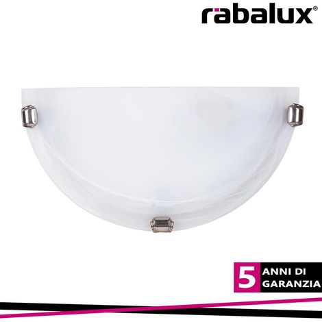 Applique Rabalux Alabastro metallo vetro bianco E27 30cm (1/3)