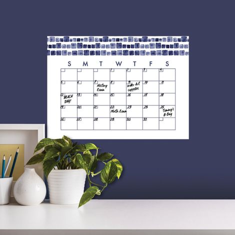 Sticker Mural Calendrier Mensuel Aquarelle Bleu Personnalisable et effaçable à sec (1/5)