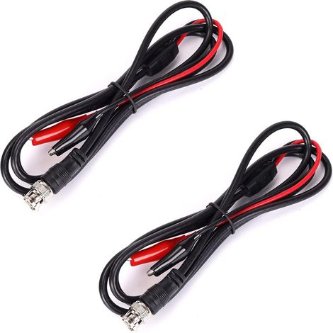 Lot de 2 câbles de test BNC-Q9 vers double pince crocodile 1,5 m pour oscilloscope, générateurs de signal, vidéosurveillance (1/5)