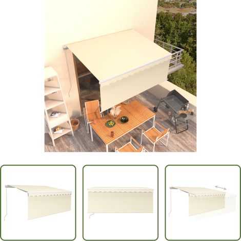 Markise Einziehbar - Markise Manuell Einziehbar mit Rollo 3,5x2,5 m Creme (1/5)
