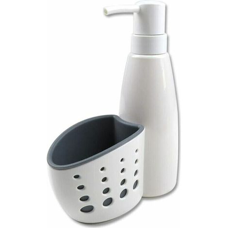 Distributeur De Détergent Distributeur Liquide Vaisselle Porte Eponge Pompe À Savon Dispenseur Savon avec Porteéponge Rechargeable pour Savon Liquide Lotion Détergent À Vaisselle (1/5)