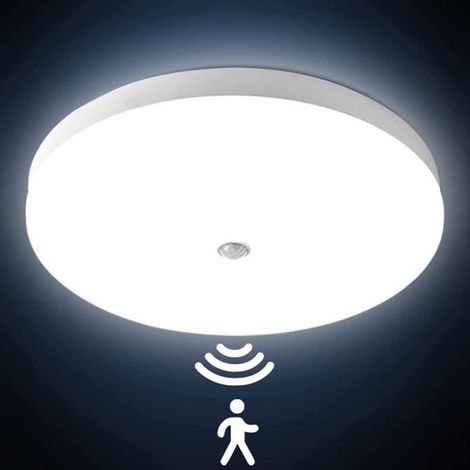 Plafonnier LED avec detecteur de mouvement 12W Plafond LED Rond Ultra-mince Lampe Imperméable IP54 Luminaire -Ø22cm 230V (1/4)