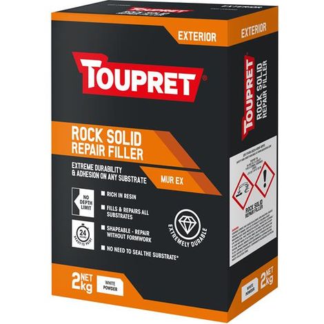 Toupret Exterior Rock Solid Repair Filler 2kg For Most Surfaces TOUTTMUX02
