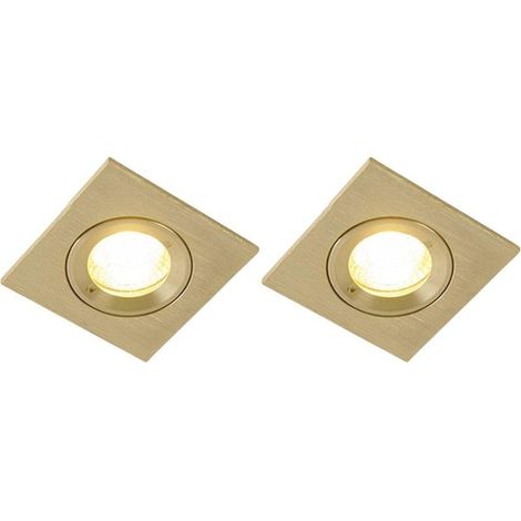 QAZQA Xena Spot encastrable - lot de 2 - 8x8cm - IP44 - Carré - Laiton (doré) (1/5)
