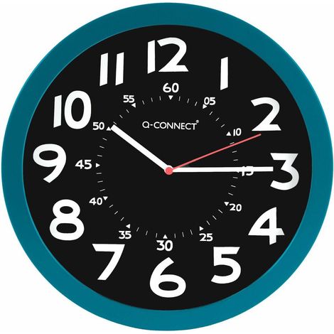 Q Connect Moderne Analoge Uhr Blau 30 cm