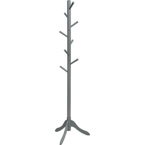Appendiabiti da terra altezza regolabile 100 x 50 x 175 cm 8 ganci stabili design moderno legno di caucciù grigio 200018891