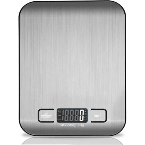Digitale Küchenwaage, 5 kg elektronische Kochwaage aus Edelstahl, elegante, ultradünne Lebensmittelwaage (1/5)