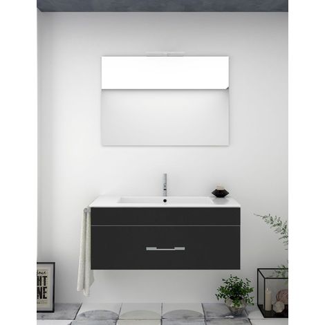Conjunto de Baño Suspendido Florencia cajones - 8 colores distintos -14 medidas - incluye mueble, lavabo y espejo - Grafito 80 x 40 cm (1/3)