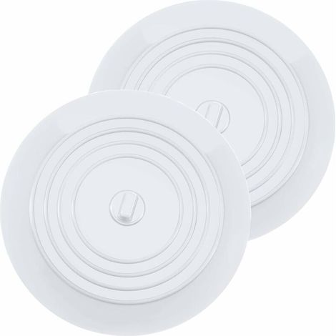 Silikon-Badewannenstöpsel, Küchenspülenstöpsel, 15,3 cm Durchmesser, für Küchen, Badezimmer und Waschküchen, Abflussstopfen (2 Stück, Weiß)