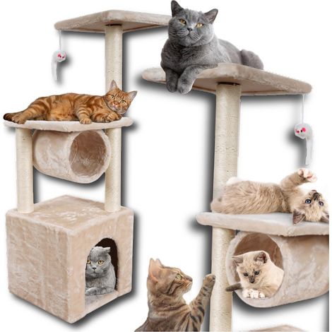 Poste rascador para gatos, grande, alto, árbol, casa, cabina, cama, poste, ratón, cilindro