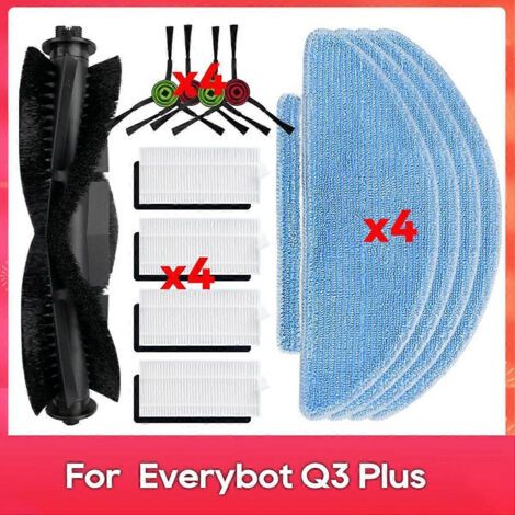Pour aspirateur robot Everybot Q3 / Q3 Plus, brosse principale, filtre HEPA et lingette de rechange