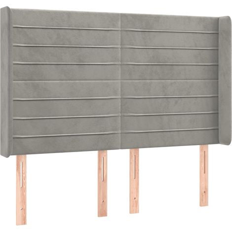 Testiera letto accessorio camera da letto mobile LED 147 x 16 x 118/128 cm tessuto in velluto grigio chiaro TDL0201382