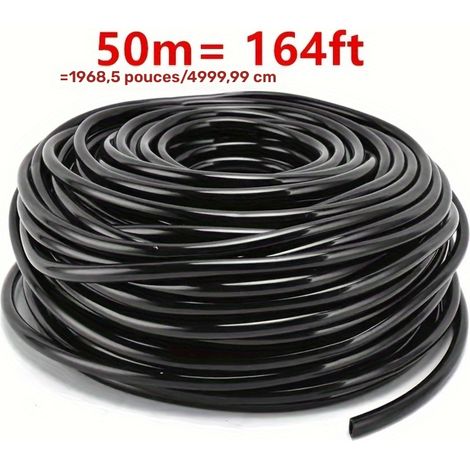 Tuyau d'arrosage de 50 mètres, tuyau d'irrigation goutte à goutte en PVC de 6,35 mm (1/4 pouce), système d'irrigation pour serre (1/5)