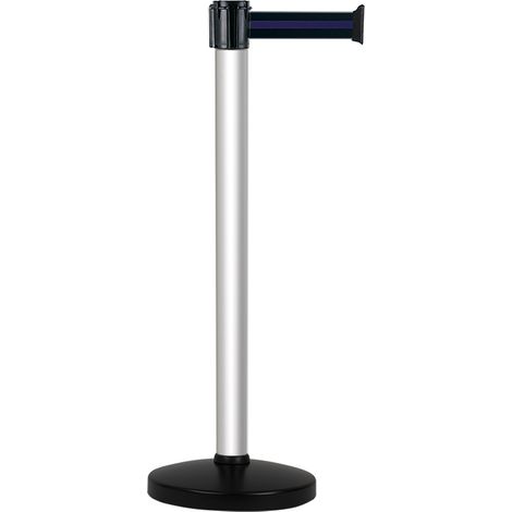 Poteau Alu anodisé à sangle Noir/Bleu 3m x 50mm sur socle portable - 2010610 (1/3)