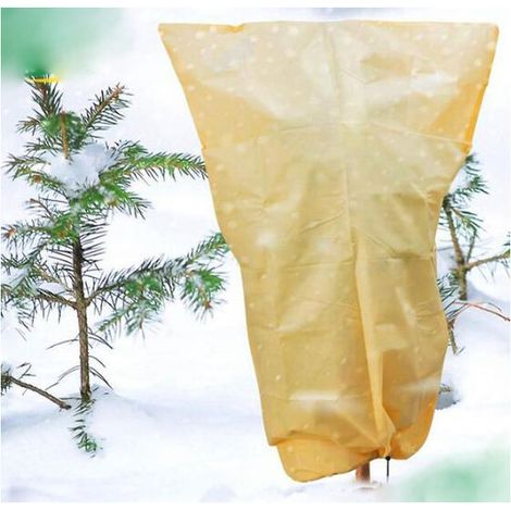 Housse de protection pour plantes, sac chauffant d'hiver pour plantes de jardin 80 x 60 cm, housse de protection contre le gel avec cordon de serrage pour fleurs et arbustes d'extérieur (beige) (1/5)