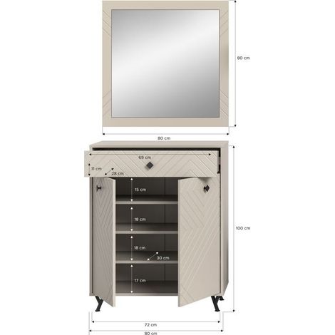 Set completo d'ingresso LUNA - Beige opaco - 80x190x35 cm - Compatto e funzionale