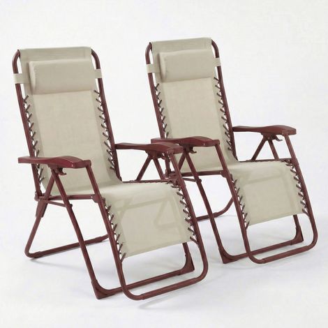CASABEL lot de 2 chaises pliantes Zéro Gravité Terracotta