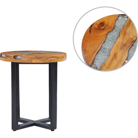 Table basse, Table d'appoint, Table de Salon 40 x 45 cm Bois de teck massif et polyrésine XZZ52638579 (1/5)
