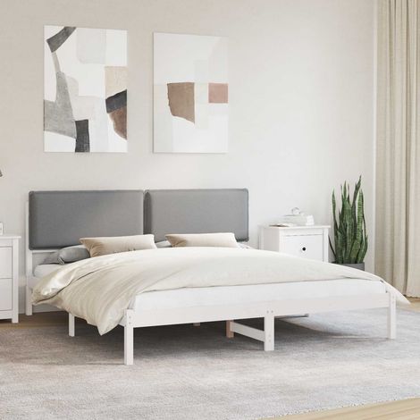 Bettgestell mit gepolstertem Kopfteil Hellgrau 180 x 200 cm (1/5)