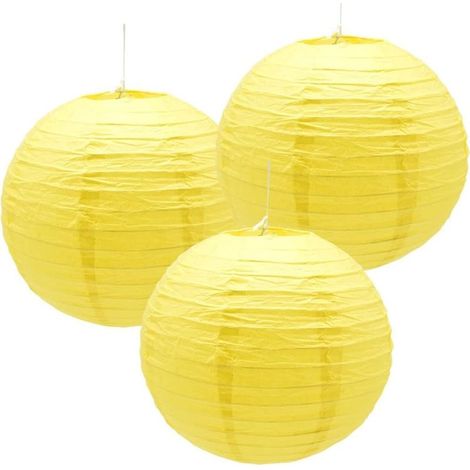 Lustres en papier 3 branches pour anniversaire, Halloween, mariage et décoration intérieure (25 cm/jaune) (1/5)