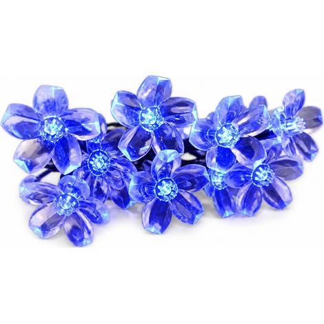 Guirlande Solaire Fleurs de Cerisier Bleues, 100 LED, 8 Modes, Étanche pour Jardin Extérieur (1/5)