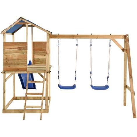 Toboggan enfant : Happy Hop Château gonflable avec toboggan et piscine 280x319x211 cm jeu extérieur enfant, aire de jeu jardin, balançoire enfant , pour jardin, usage domestique , enfant 3-8 ans (1/5)