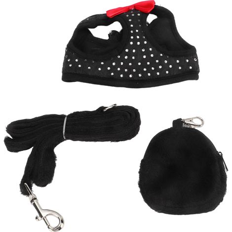 Harnais et laisse anti-fugue pour chien, vestes de promenade confortables, respirantes et ajustables pour petits chiens, noir XS (1/5)