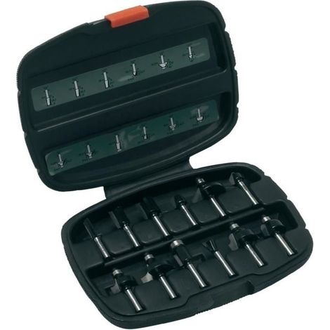 Cofre de fresas de carburo - Bosch - 2607019465 - 12 piezas - Cola 1/4" - Alta calidad