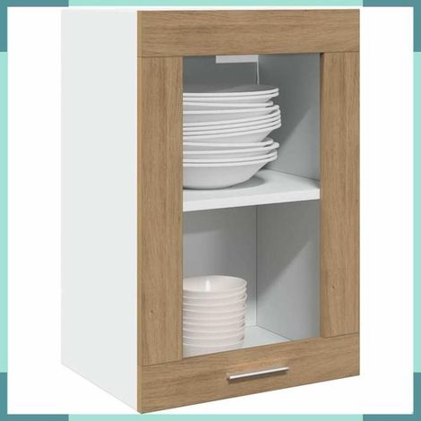 856099 Vitrine suspendue 'Lyon' Chêne artisanal 40 x 31 x 60 cm Bois d'ingénierie (1/5)
