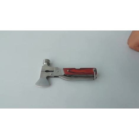 Multifunktionsaxt – 9-in-1 Klapphammer – Überlebenswerkzeug für Camping und Outdoor-Aktivitäten – Edelstahl – 18 x 9 cm – 1 Stück (1/5)