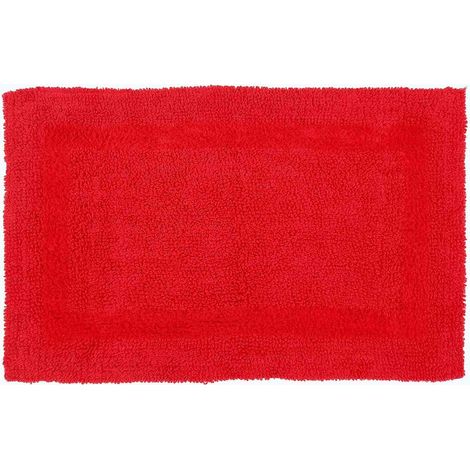 HOMESCAPES Tapis de bain en coton, 50 x 80 cm – Rouge