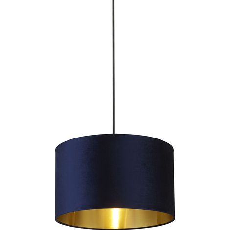Paralume Contemporaneo Velluto Acciaio Blu Tessuto Oro 1 Luce B22/E14/E27 (1/5)